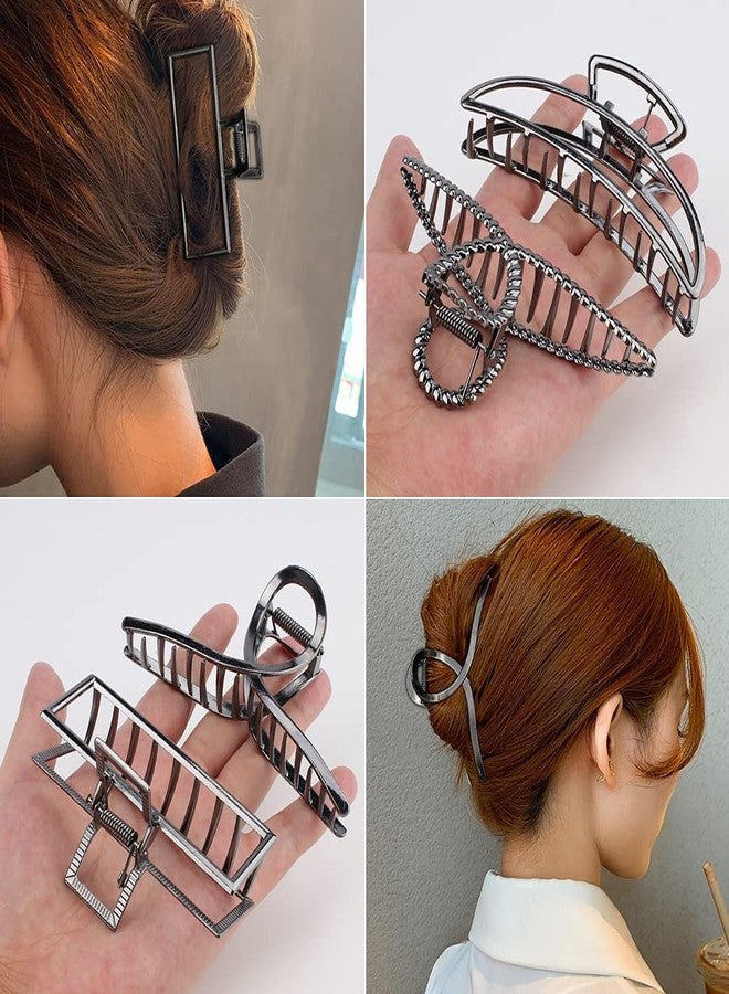 ANBALA Large Metal Hair Claws for Thick Long Hair - Butterfly Clips with Grip Teeth, Non-Slip Big Jaw Clamps for Women (Black) - Image 3